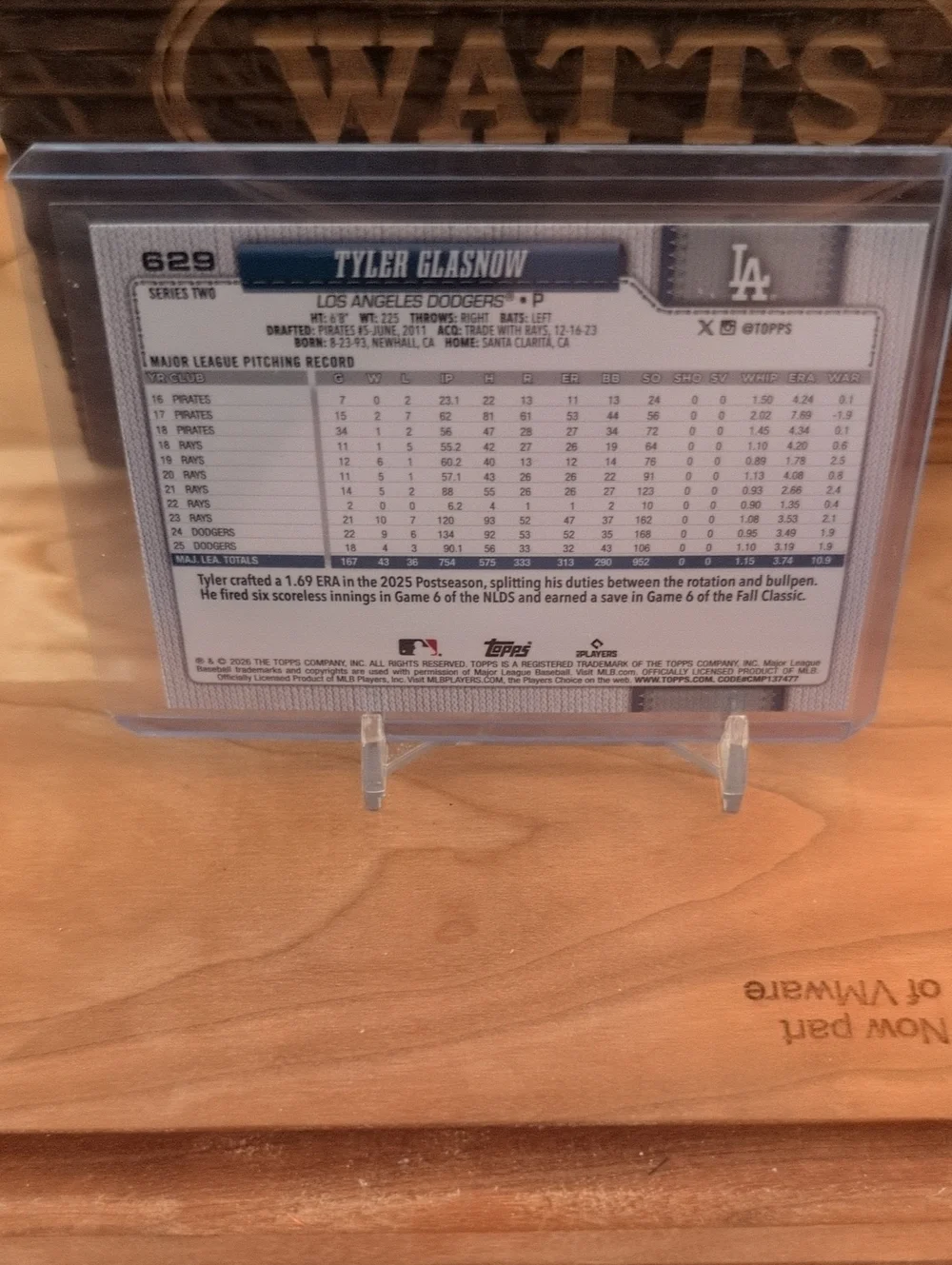 2026 Topps Series 2 Tyler Glasnow Diamante Dodgers - Picture 3 of 3
